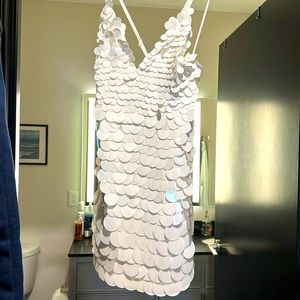 Worn once - ASOS petite embellished cami mini dress oversized disc sequin